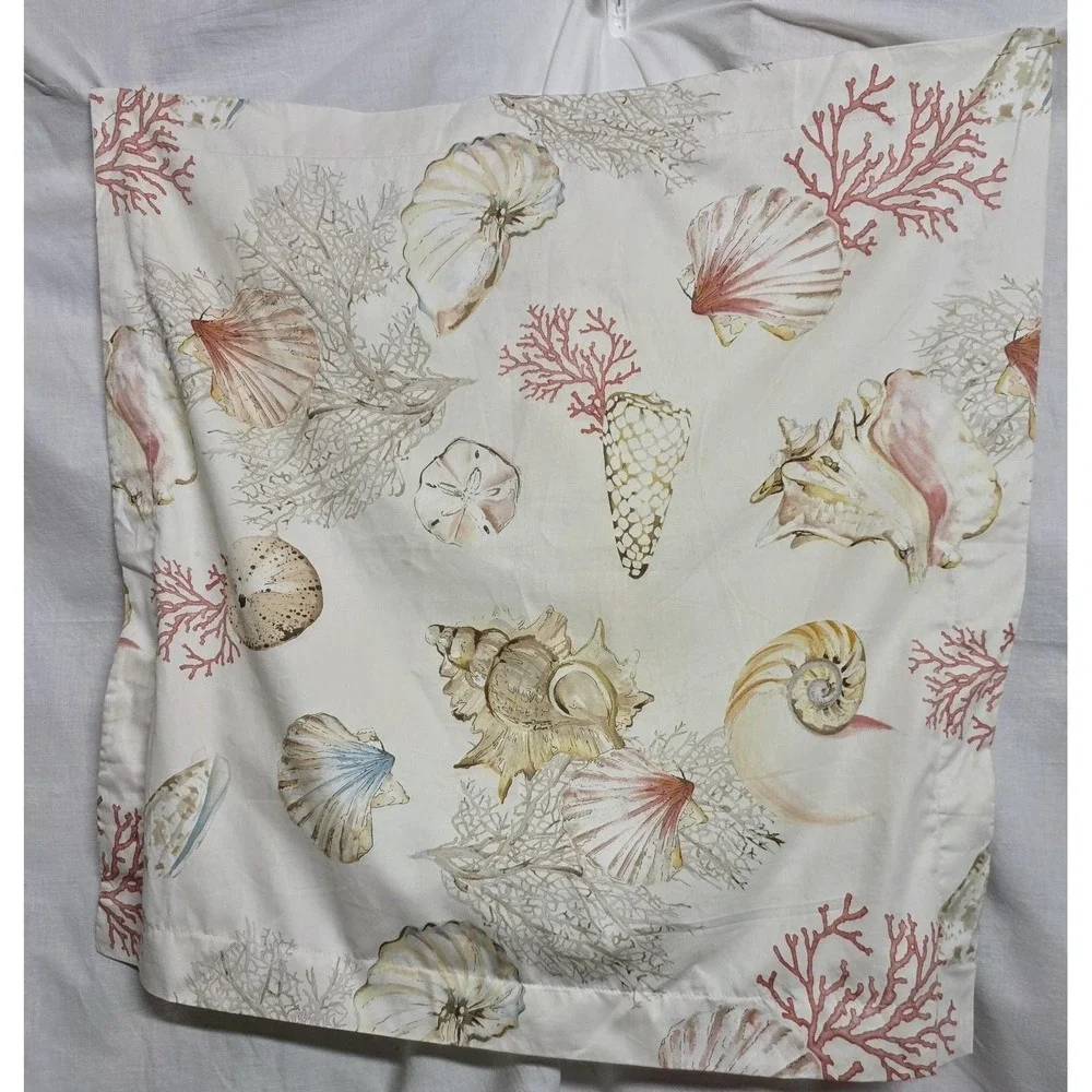 Pottery Barn Seashell Coral Euro Sham 29x29 Cotton Coastal Beach Nautical